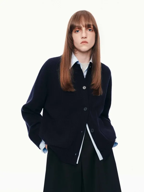 Layered Trim Knit Cardigan sold by Mo&Co