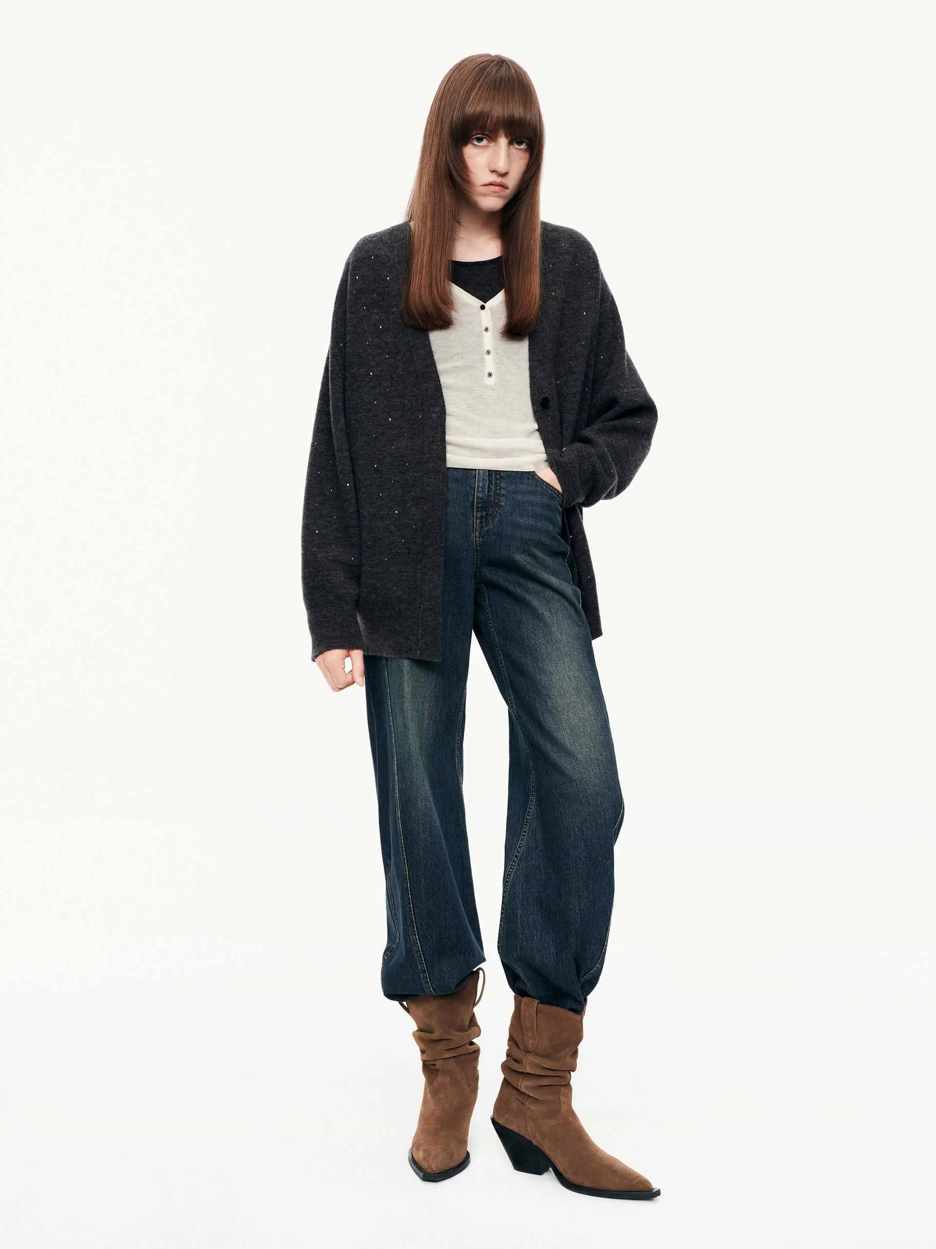 Rhinestone Wool Blend Cardigan sold by Mo&Co product image thumbnail 2