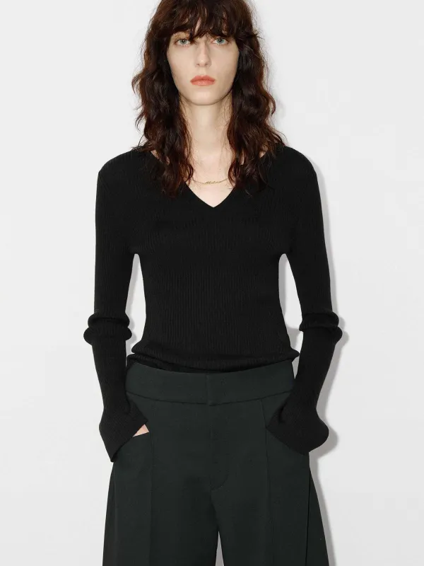 V-neck Wool Knit Sweater sold by Mo&Co