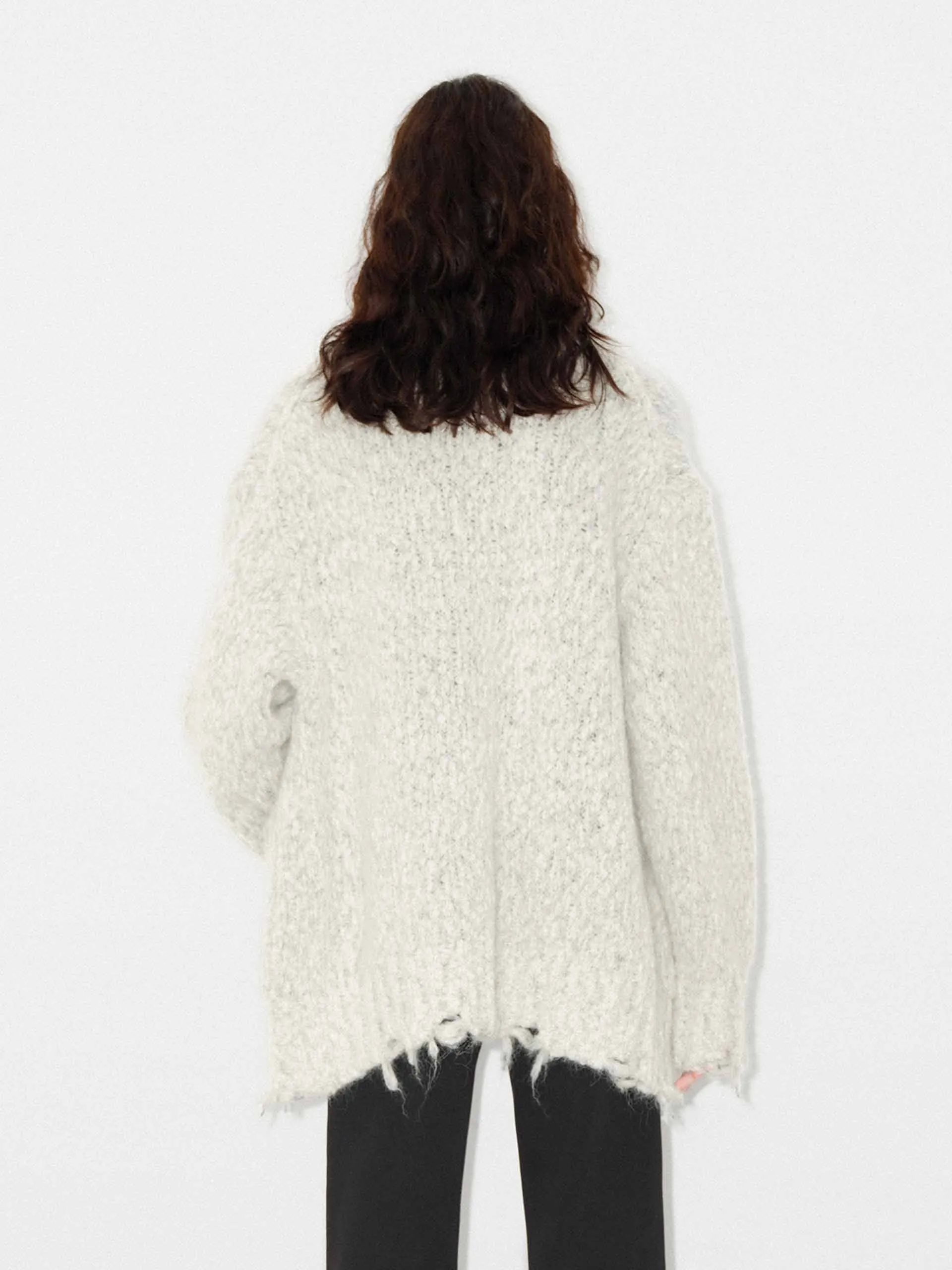 Distressed Detail Fluffy Cardigan sold by Mo&Co product image thumbnail 3