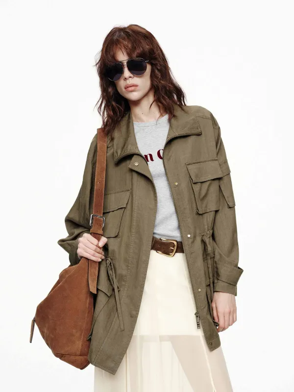 Drawstring Cargo Coat sold by Mo&Co