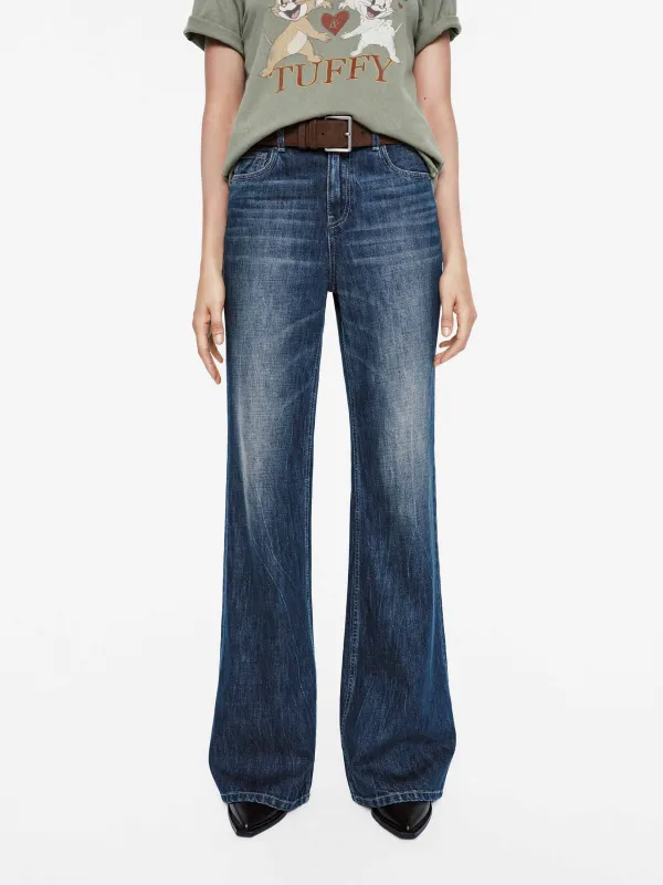 Wash Faded Flared Jeans sold by Mo&Co