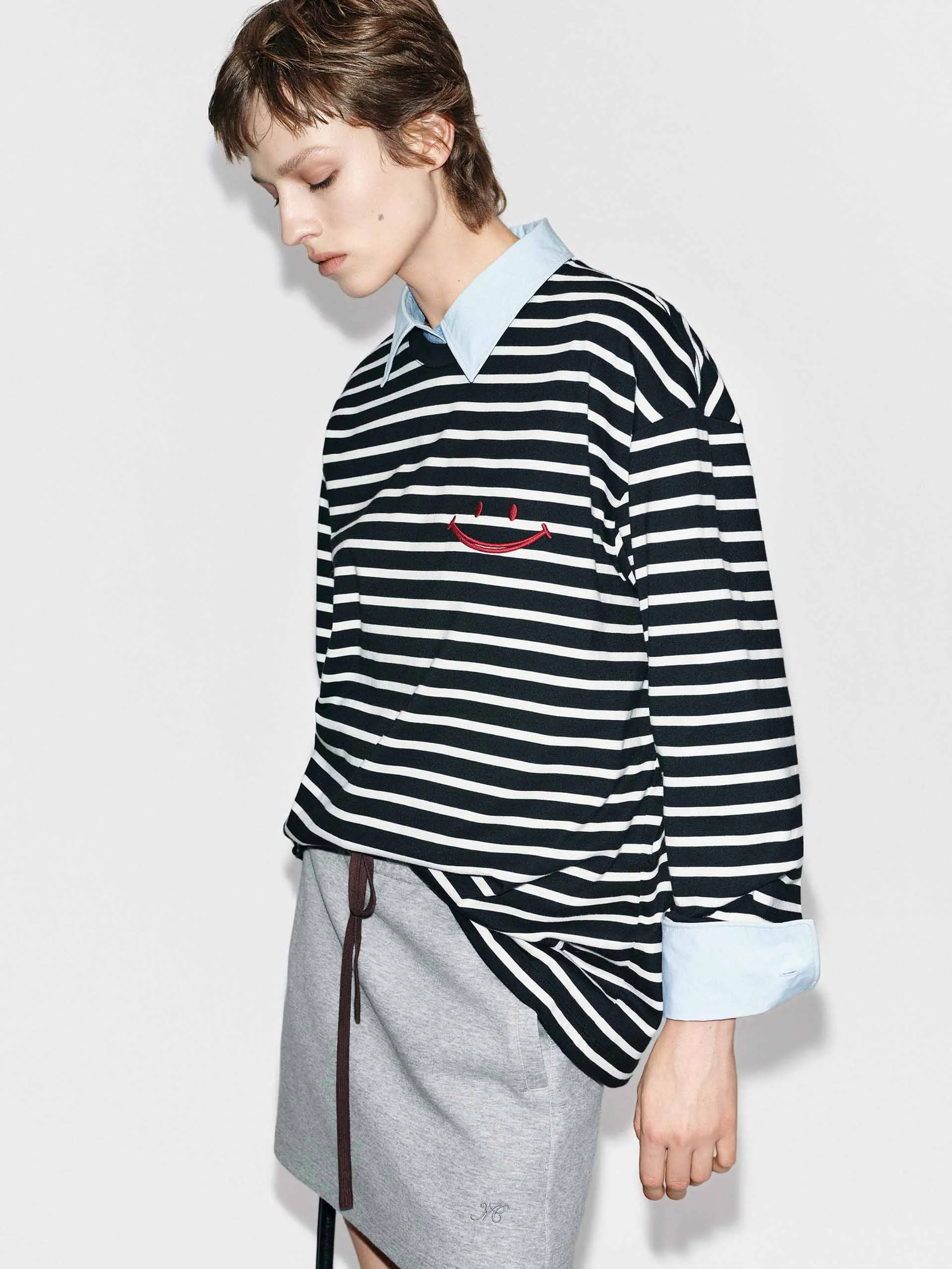 Striped Pattern Cotton T-shirt sold by Mo&Co