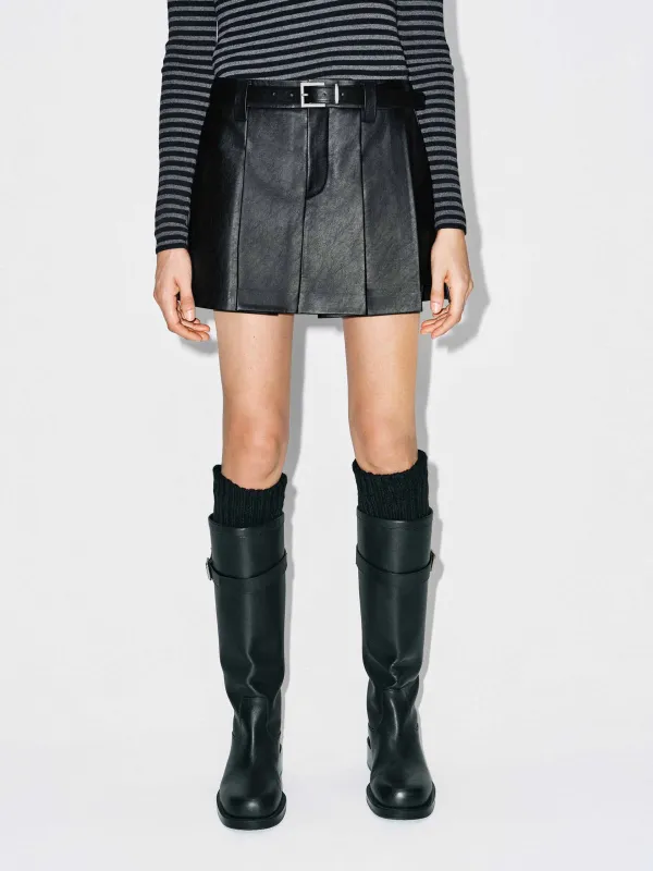 Soft Leather Pleated Skort sold by Mo&Co