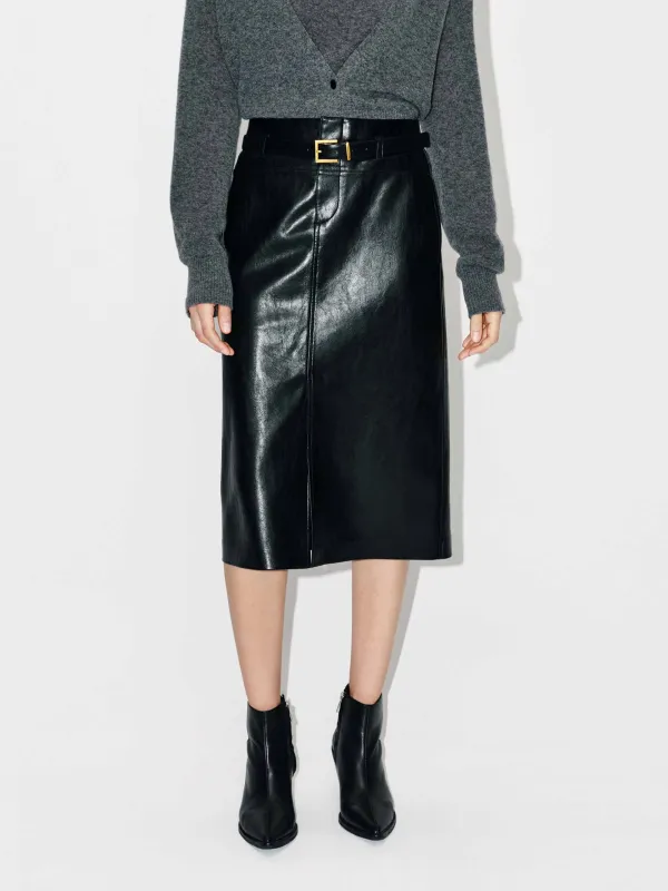 Front Slit Leather Midi Skirt sold by Mo&Co