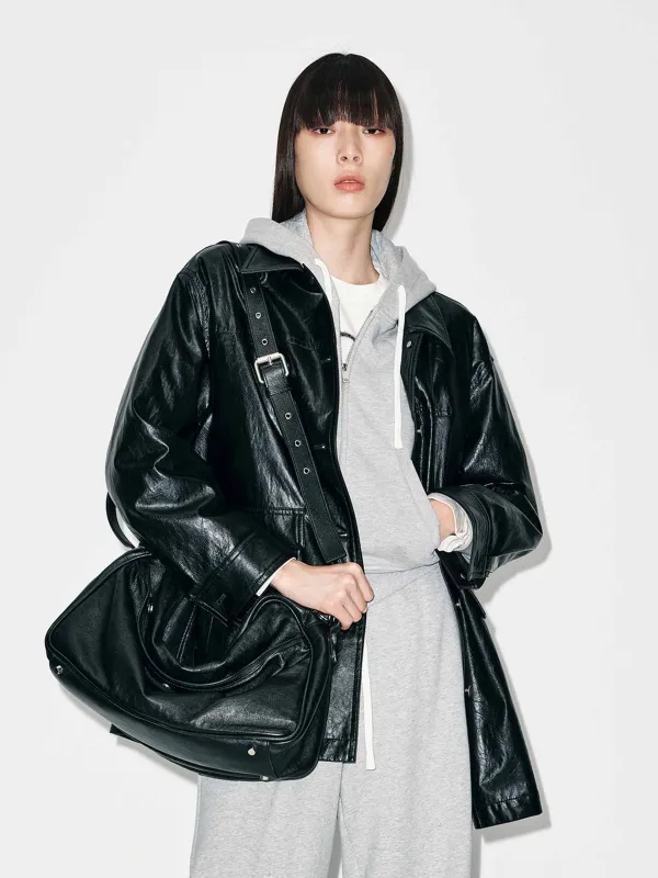 Button Leather Down Jacket sold by Mo&Co