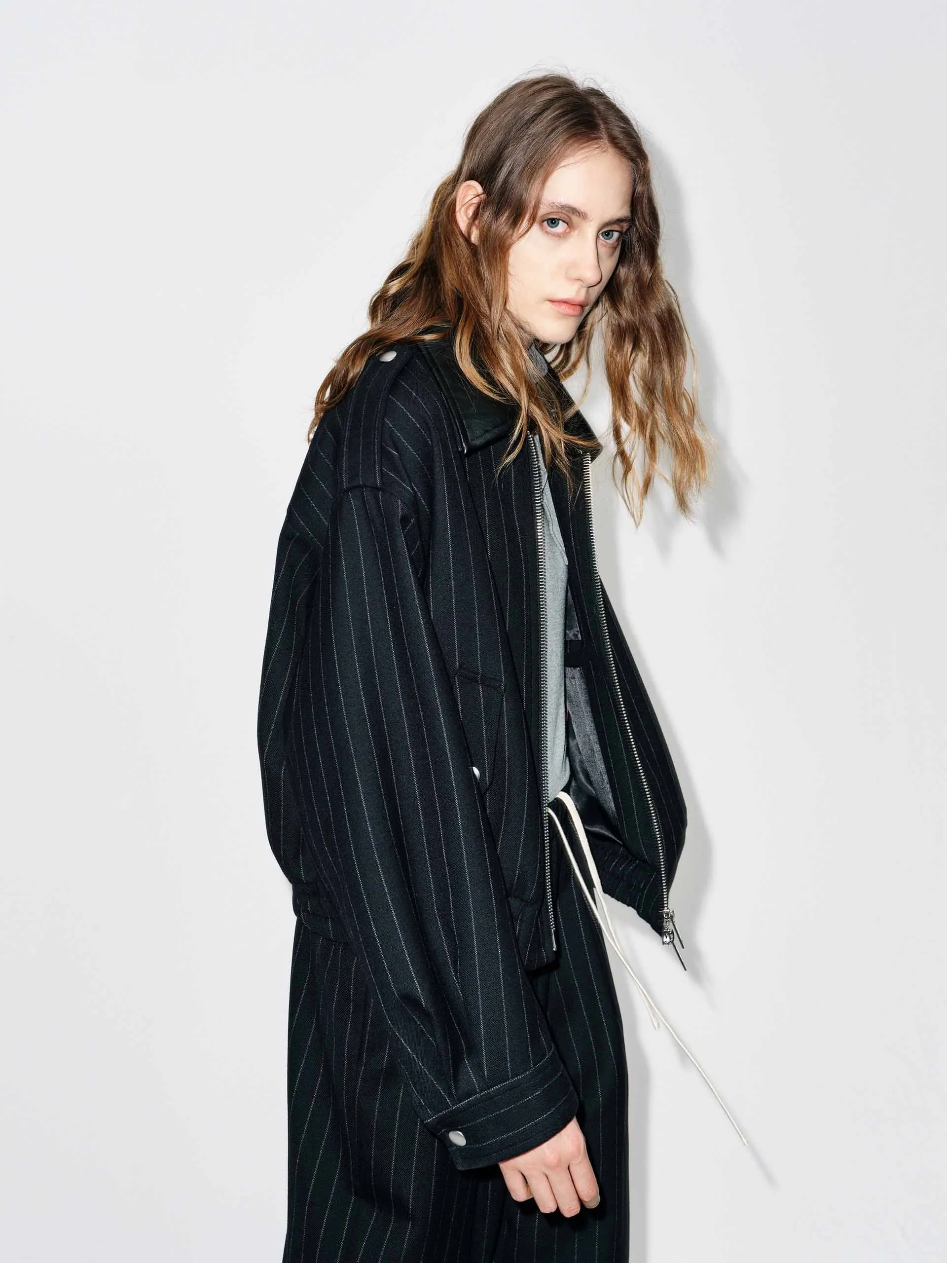 Pinstripe Wool Coat sold by Mo&Co product image thumbnail 5