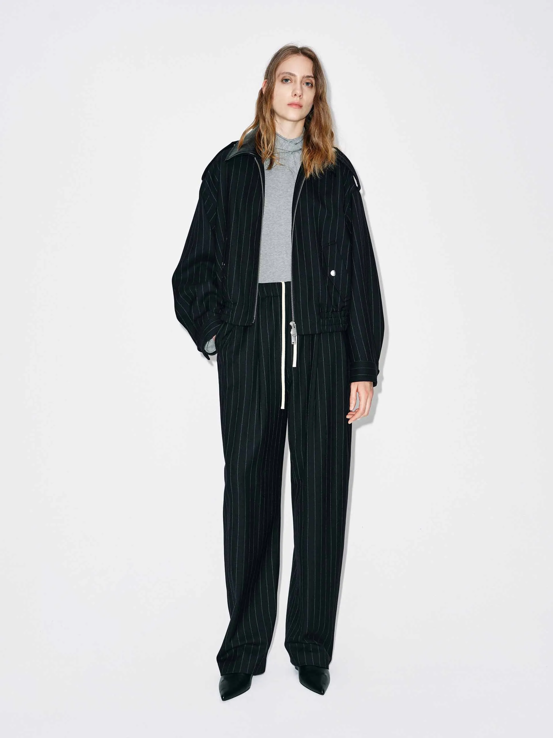 Pinstripe Wool Coat sold by Mo&Co product image thumbnail 2