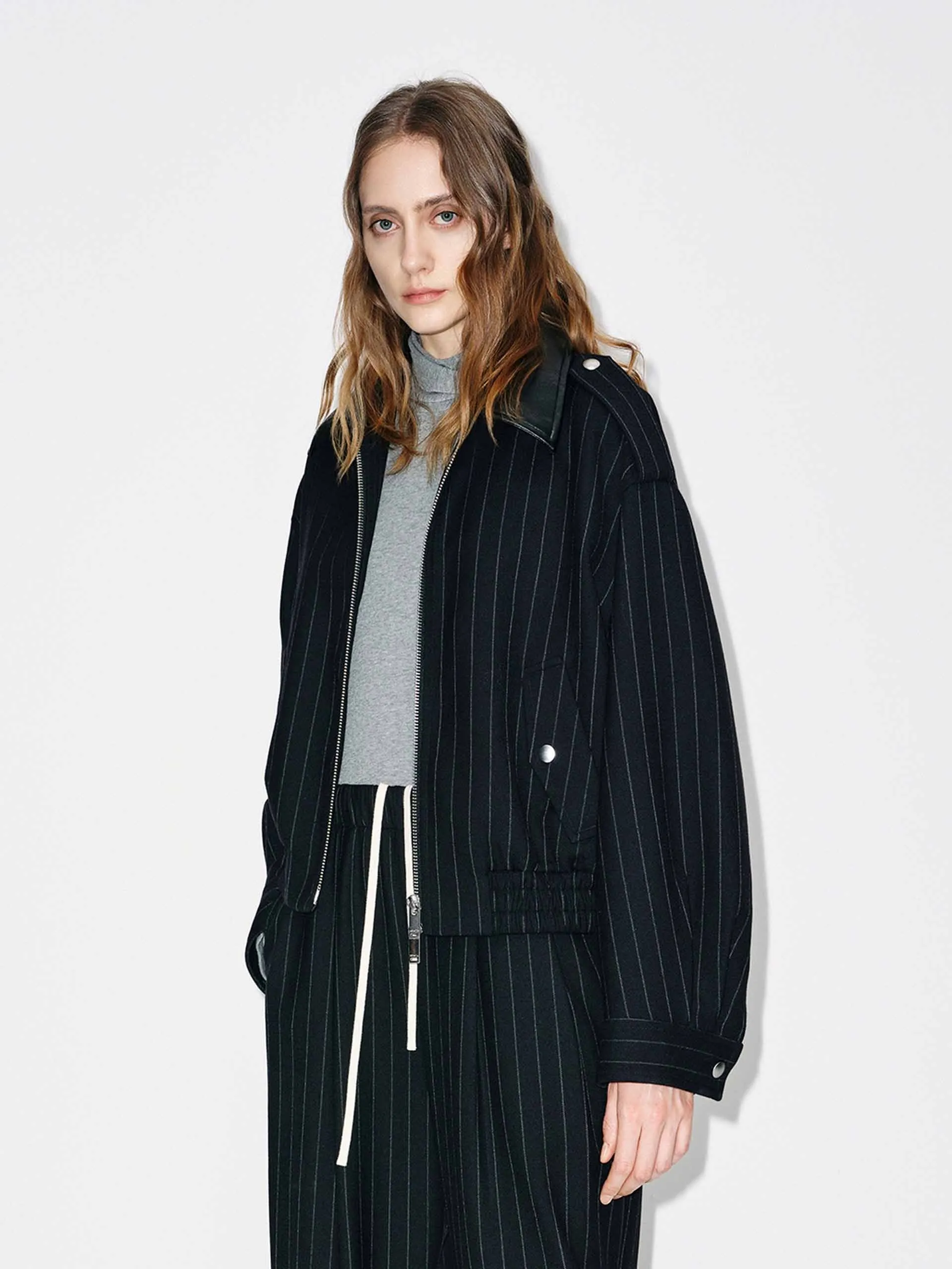 Pinstripe Wool Coat sold by Mo&Co product image thumbnail 3