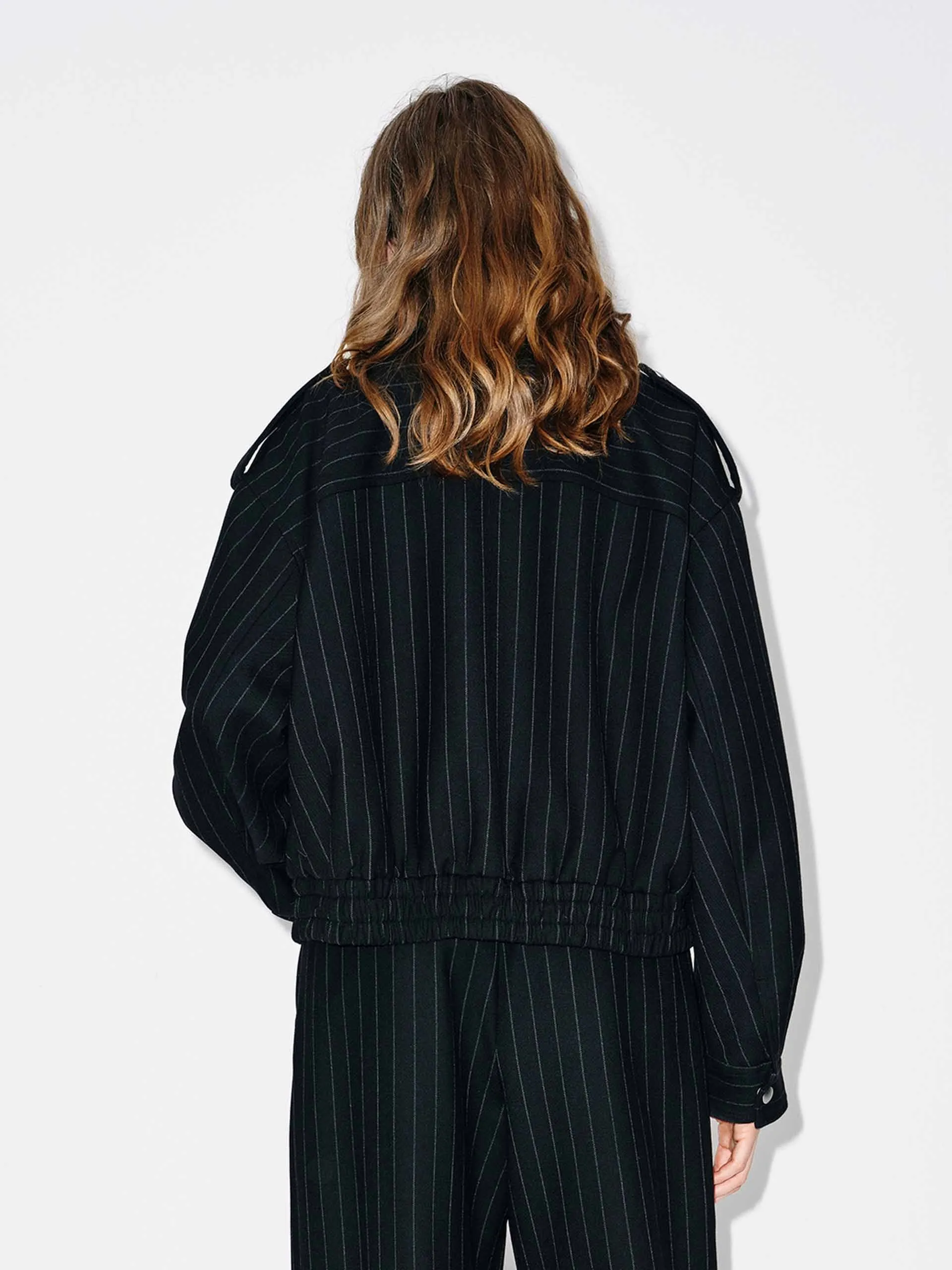 Pinstripe Wool Coat sold by Mo&Co product image thumbnail 4