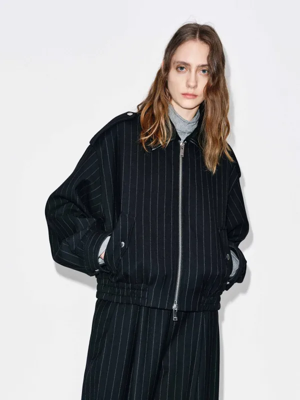 Pinstripe Wool Coat sold by Mo&Co