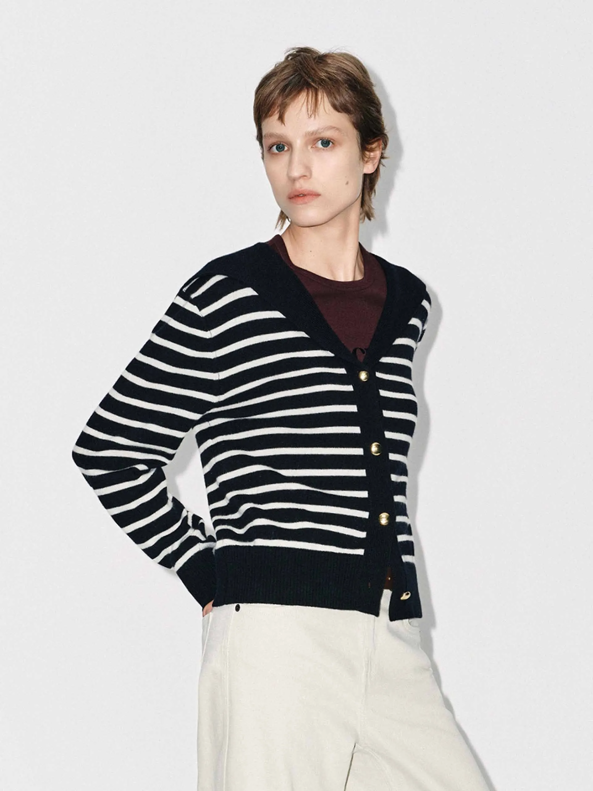 Wool Blend Striped Cardigan sold by Mo&Co product image thumbnail 3