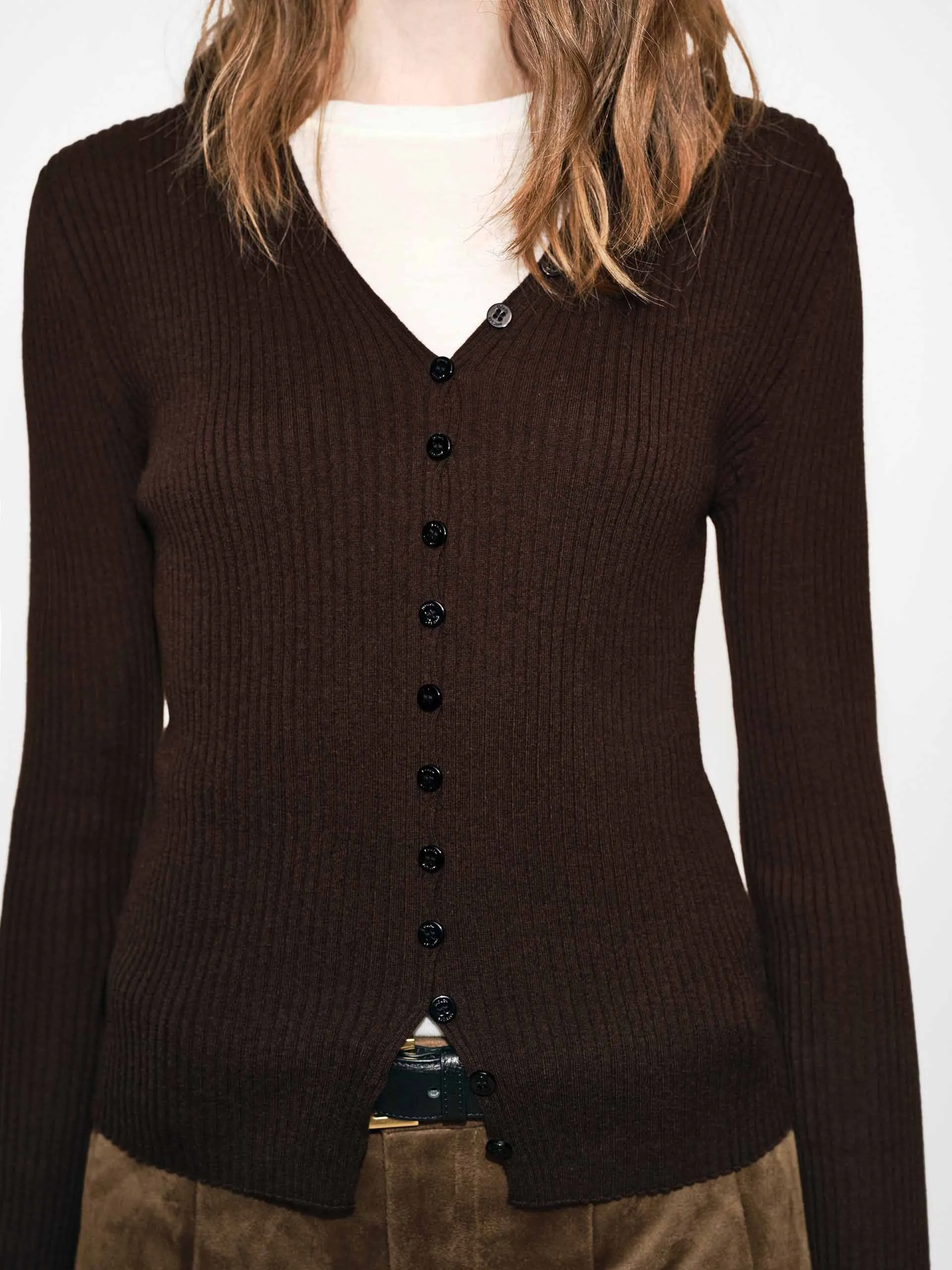 Fitted V-neck Button Cardigan sold by Mo&Co product image thumbnail 5