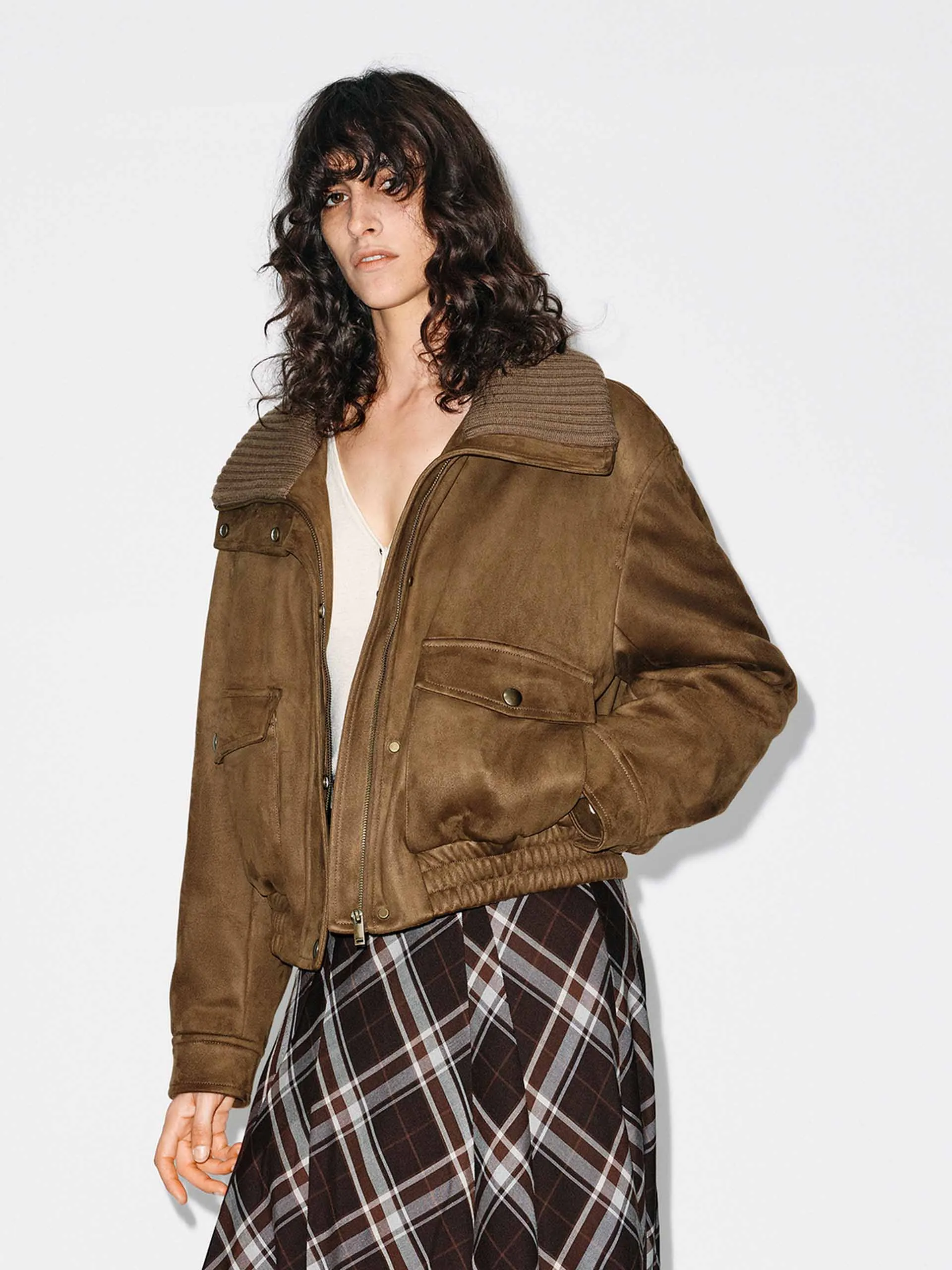 Cropped Zipper Down Jacket sold by Mo&Co product image thumbnail 3