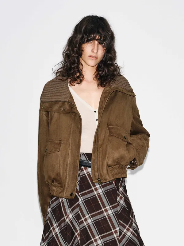 Cropped Zipper Down Jacket sold by Mo&Co