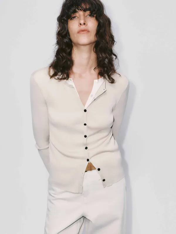 Fitted Layered Wool Cardigan sold by Mo&Co