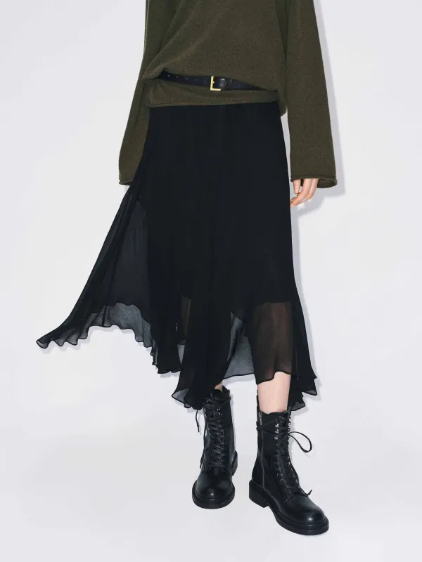 Chiffon Flowy Hem Skirt sold by Mo&Co