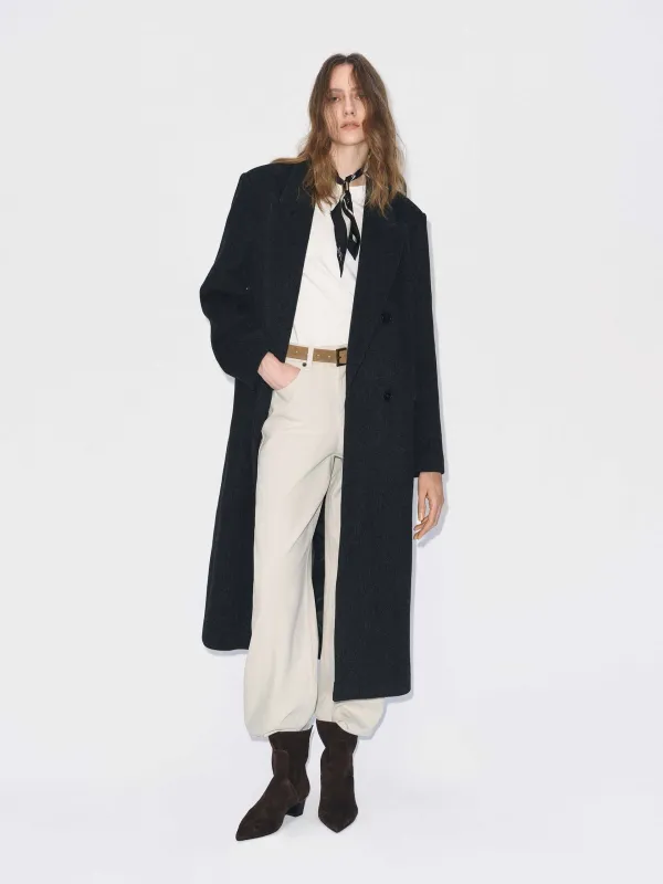 Longline Wool Blend Coat sold by Mo&Co