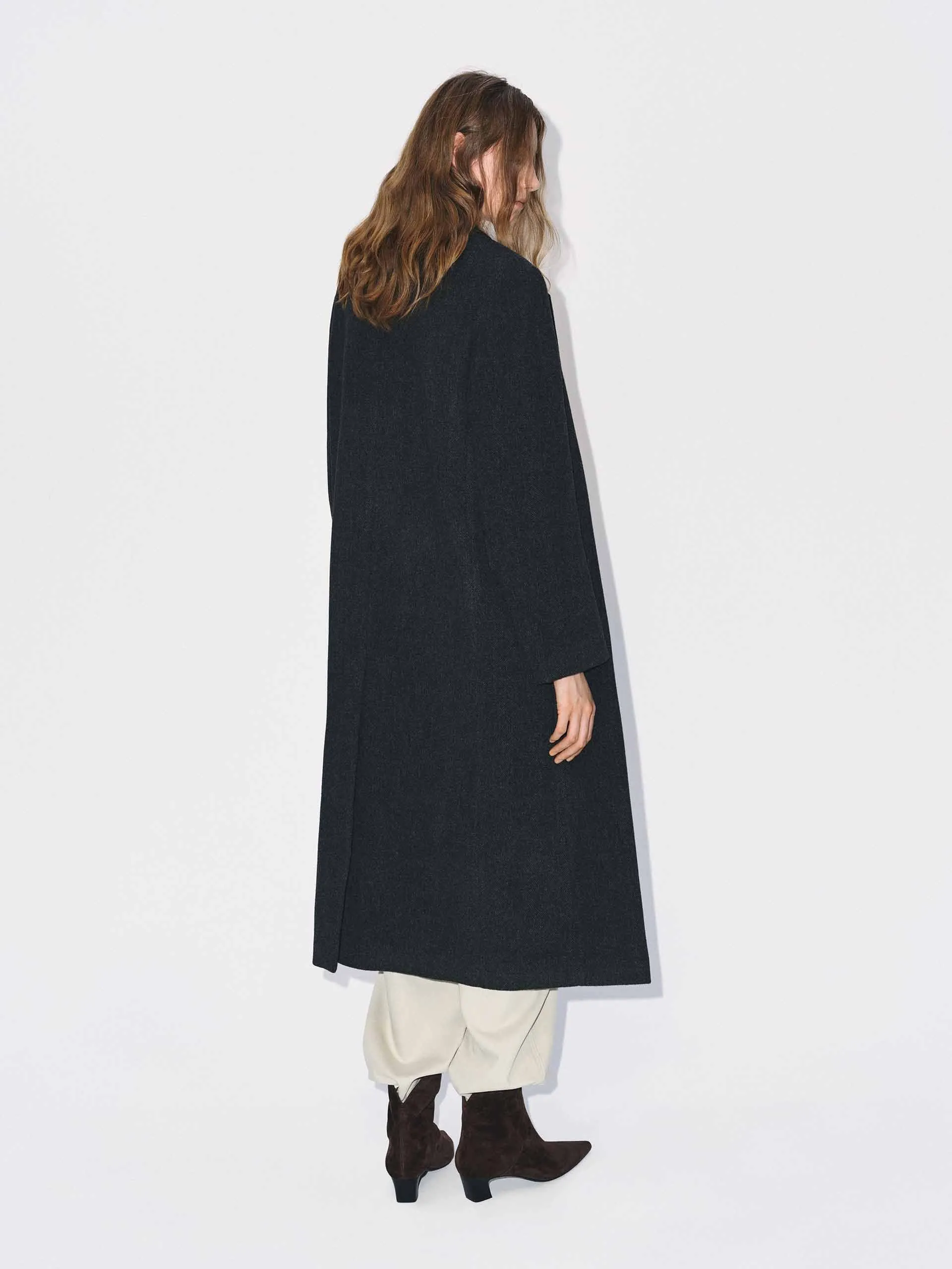 Longline Wool Blend Coat sold by Mo&Co product image thumbnail 3