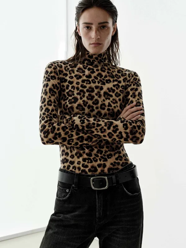 Leopard Print Fitted Blouse sold by Mo&Co
