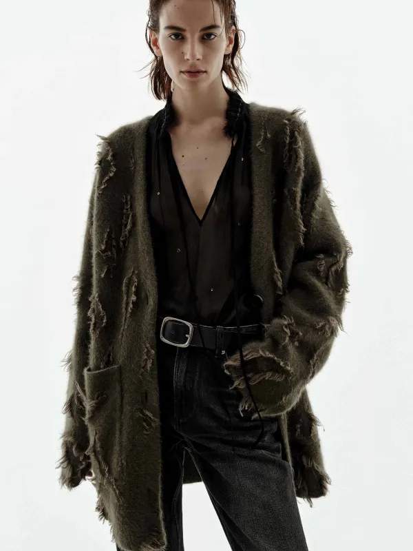 Brushed V-neck Cardigan sold by Mo&Co