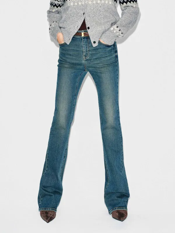 Faded Blue Flared Jeans sold by Mo&Co