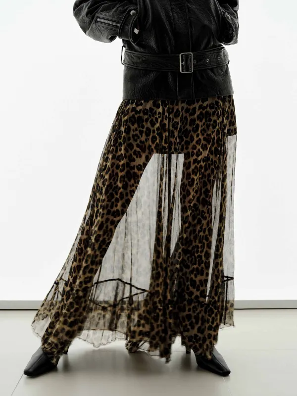 Leopard Print Pure Silk Skirt sold by Mo&Co