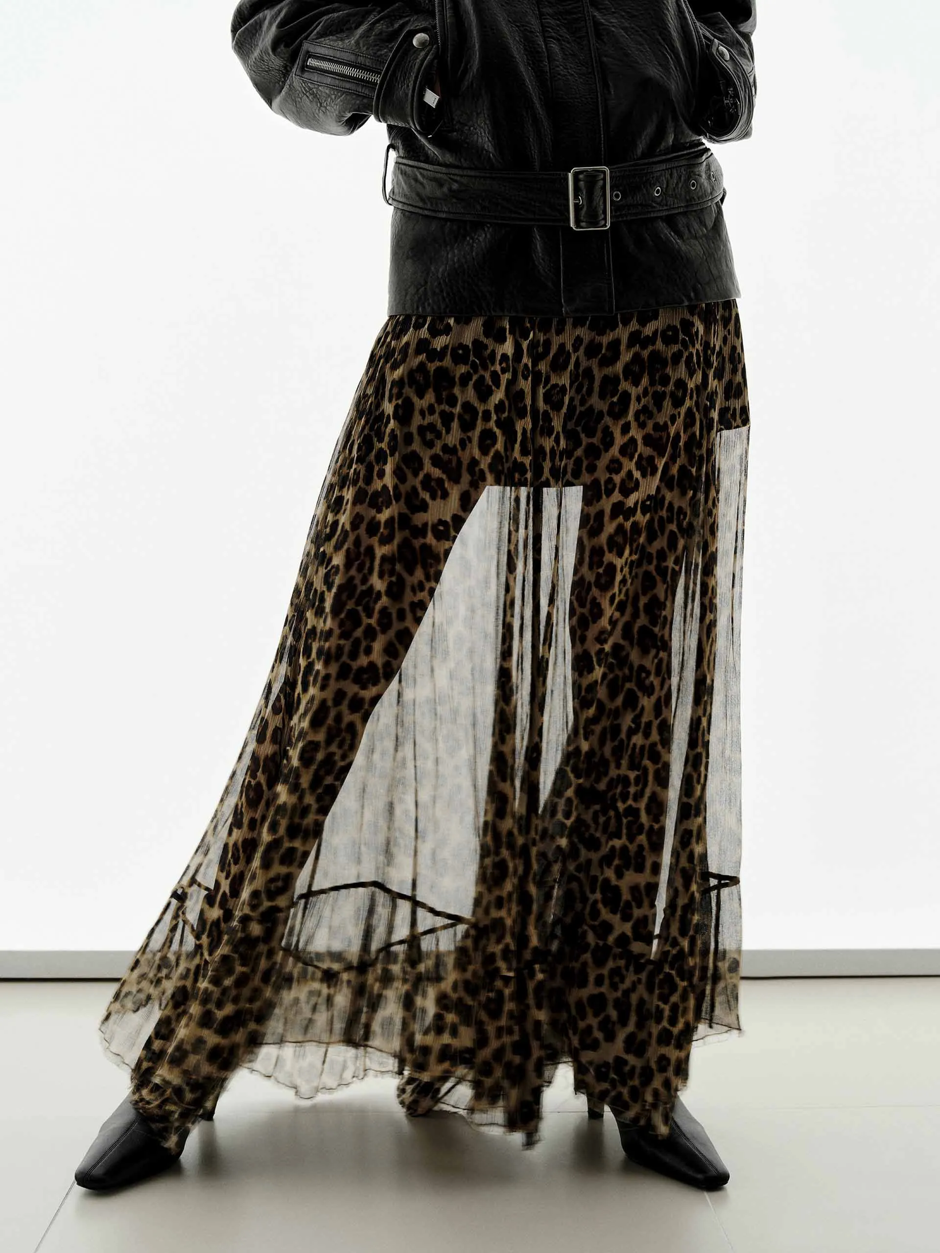 Leopard Print Pure Silk Skirt sold by Mo&Co