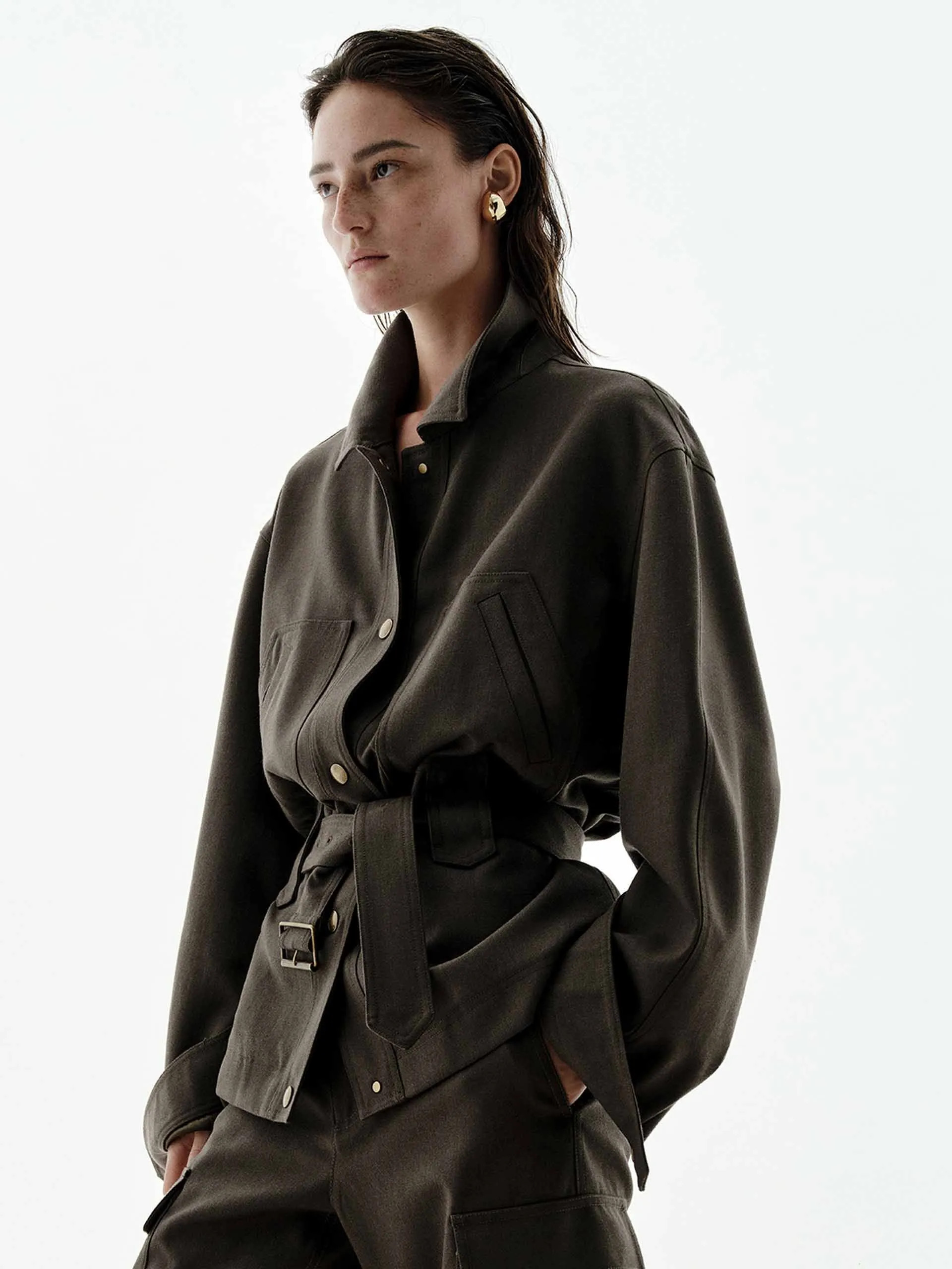 With Belt Wool Jacket sold by Mo&Co