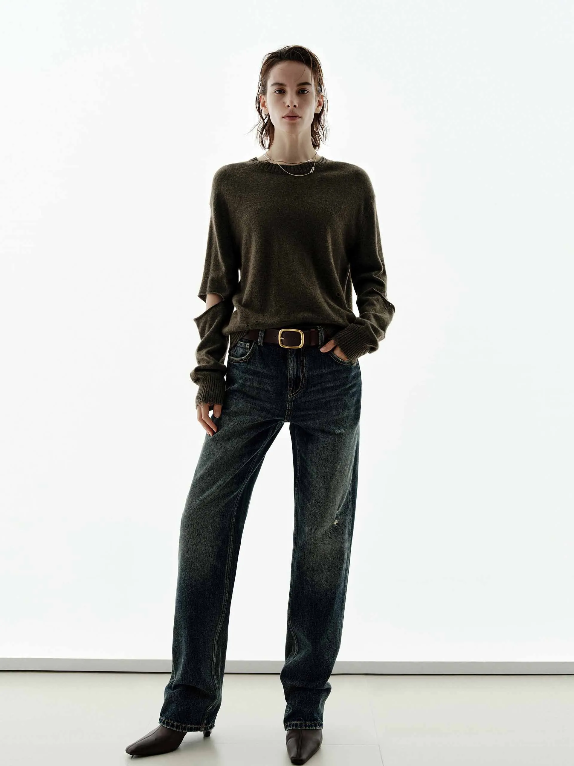 Ripped Cutout Sleeves Knitted Top sold by Mo&Co product image thumbnail 2