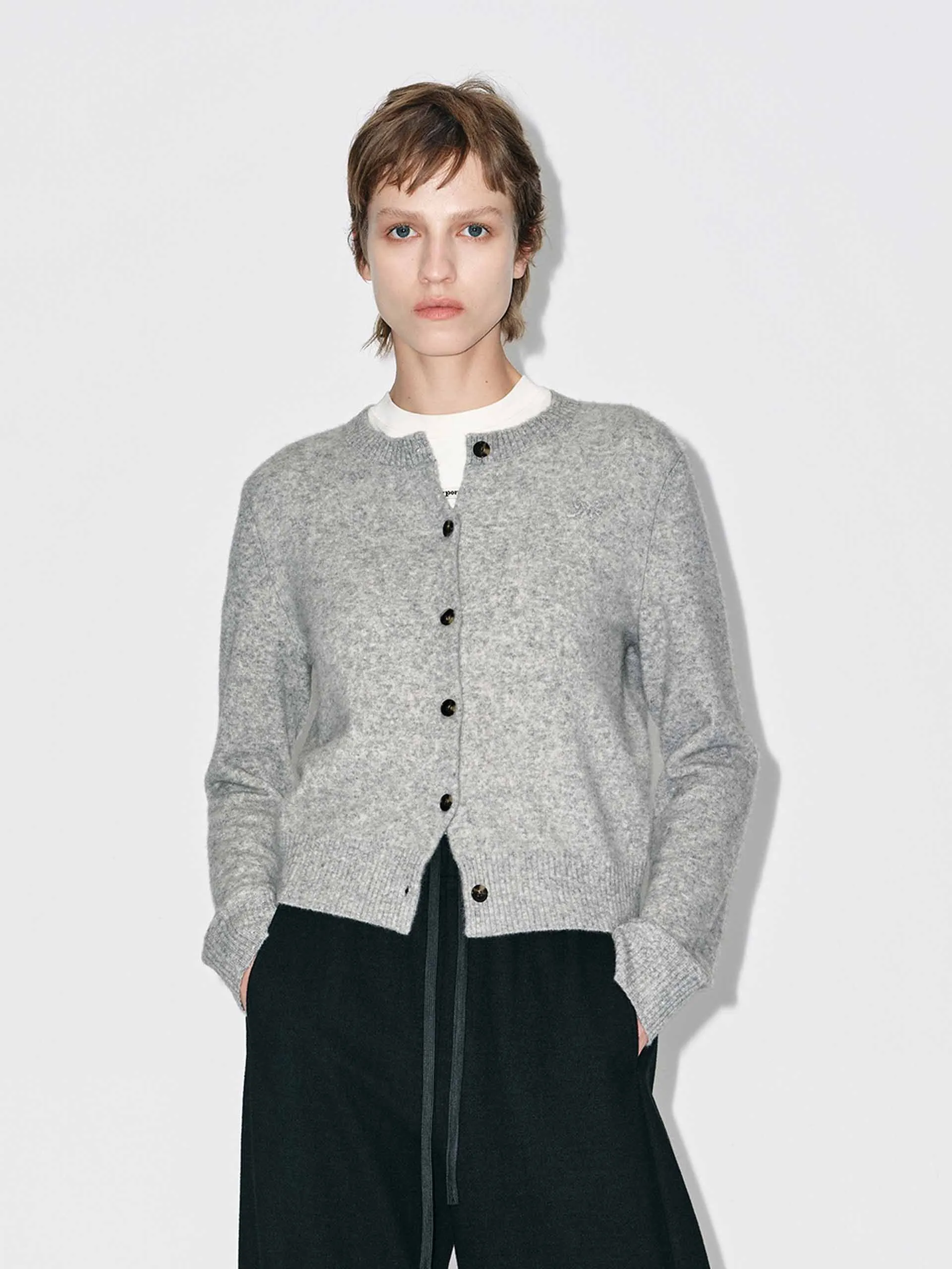 Cropped Round Neck Cardigan sold by Mo&Co