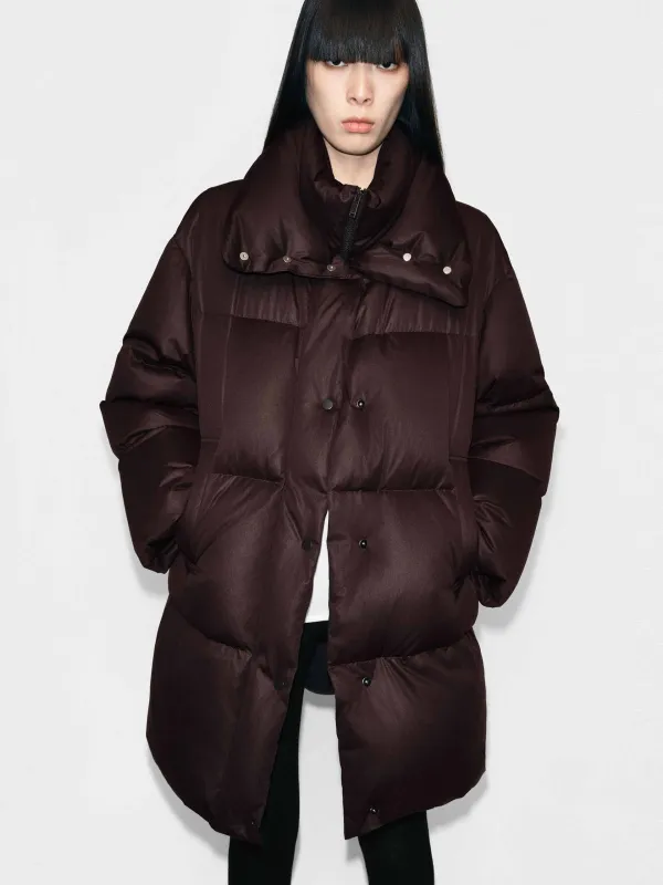 Midi Length Brown Down Jacket sold by Mo&Co