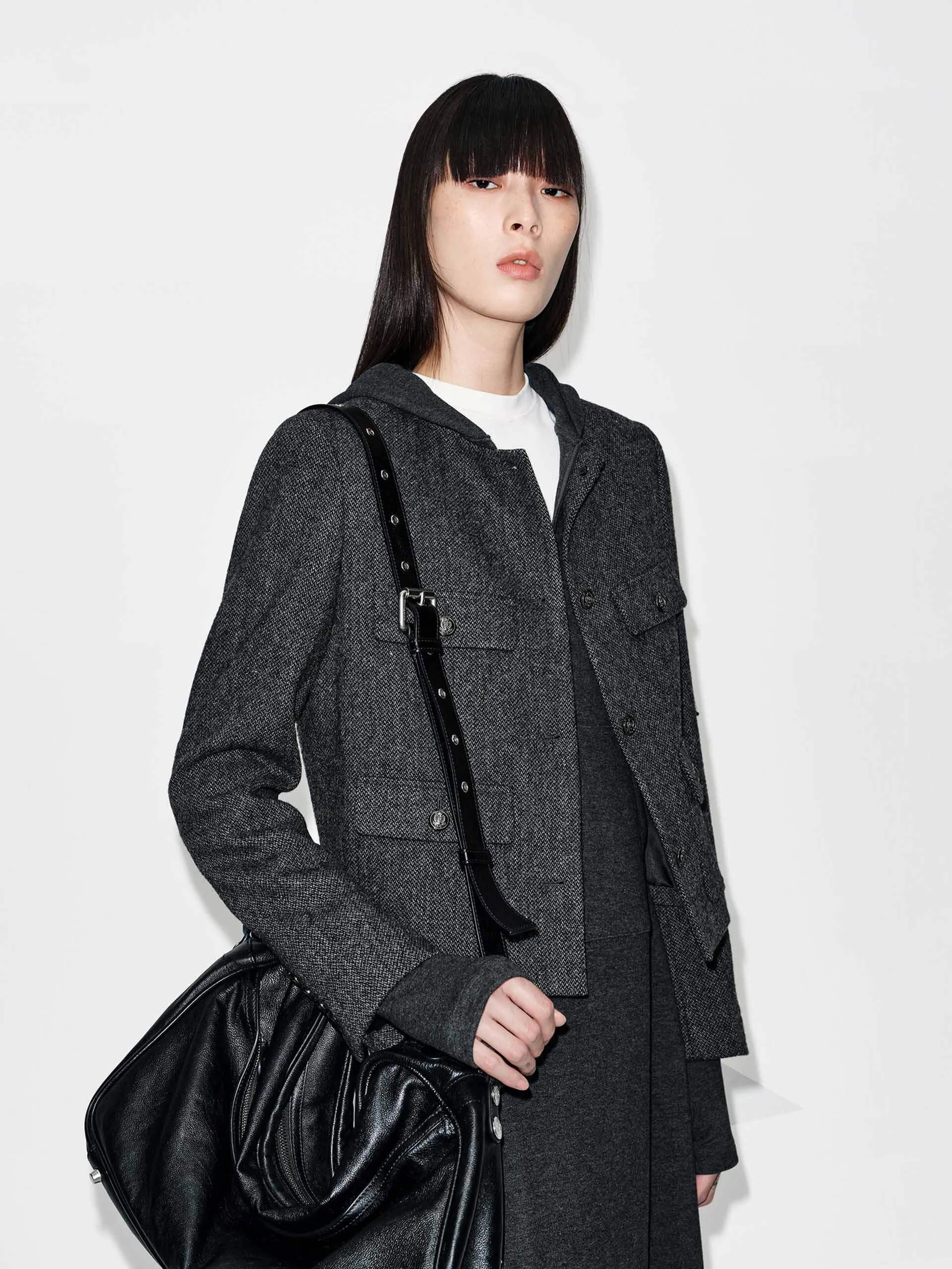 Cropped Fit Wool Coat sold by Mo&Co product image thumbnail 3