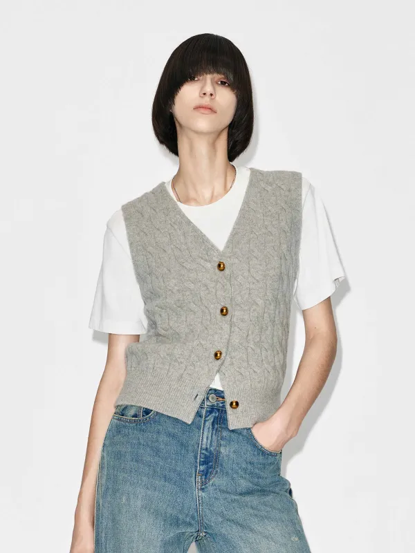 Wool Blend Sleeveless Cardigan sold by Mo&Co
