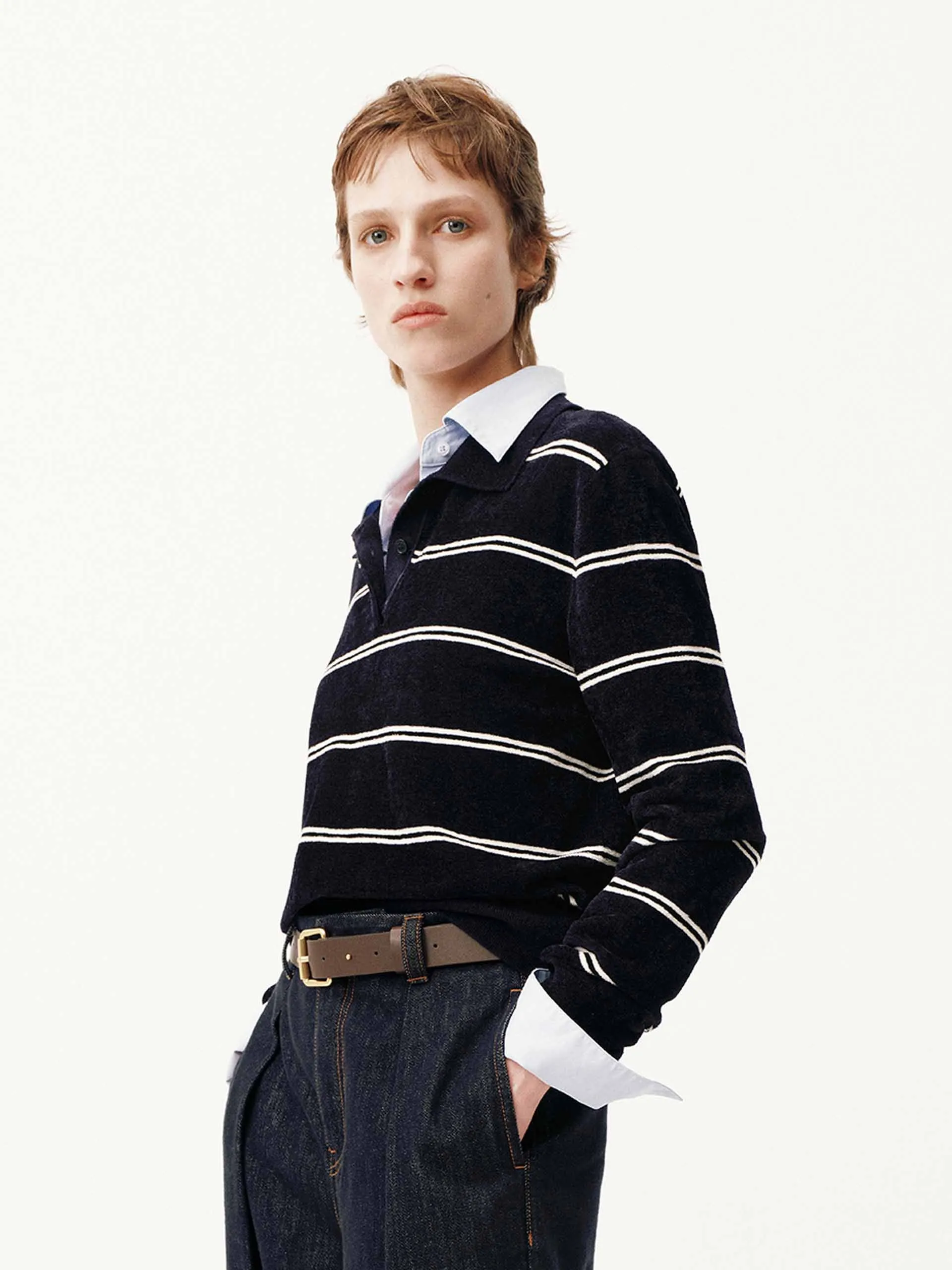 Stripe Pattern Polo Sweater sold by Mo&Co product image thumbnail 5