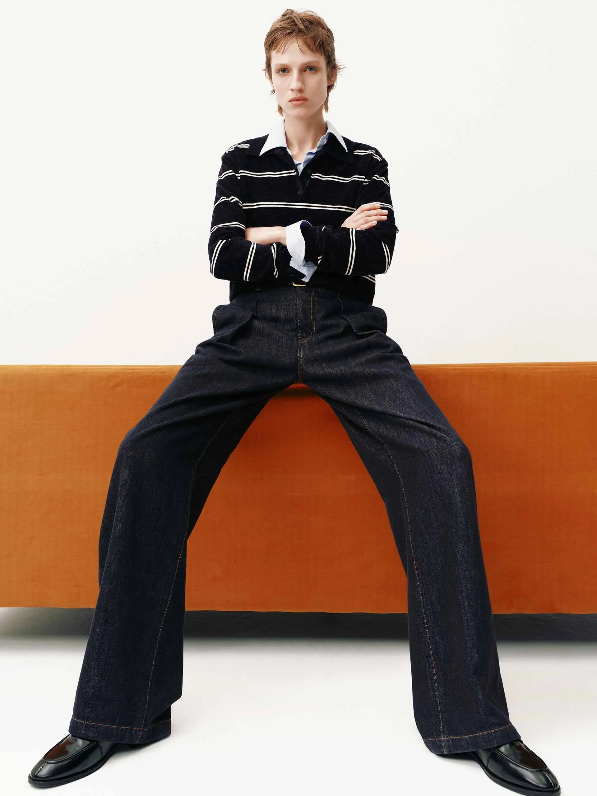 Stripe Pattern Polo Sweater sold by Mo&Co product image thumbnail 2