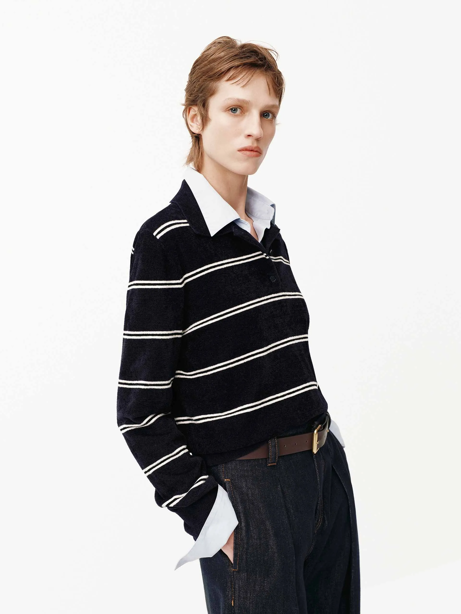 Stripe Pattern Polo Sweater sold by Mo&Co product image thumbnail 3
