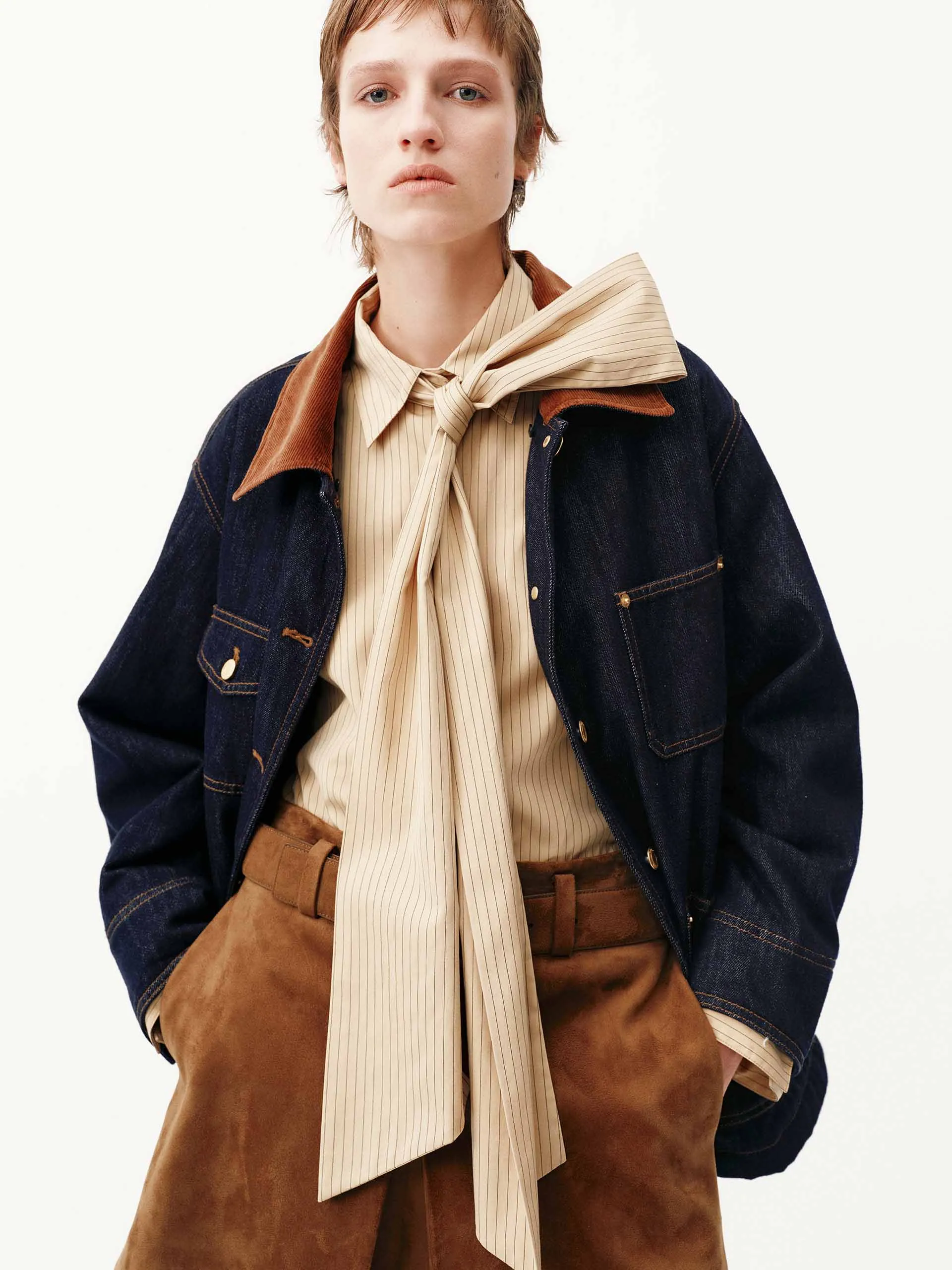 Wool Collar Denim Coat sold by Mo&Co product image thumbnail 3