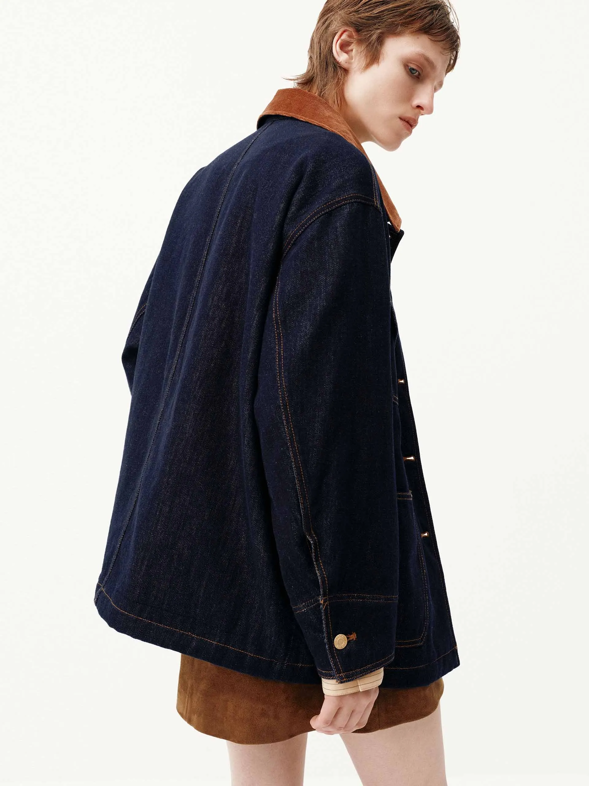 Wool Collar Denim Coat sold by Mo&Co product image thumbnail 4