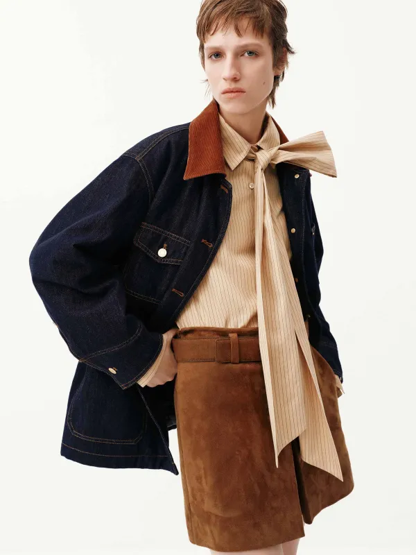 Wool Collar Denim Coat sold by Mo&Co