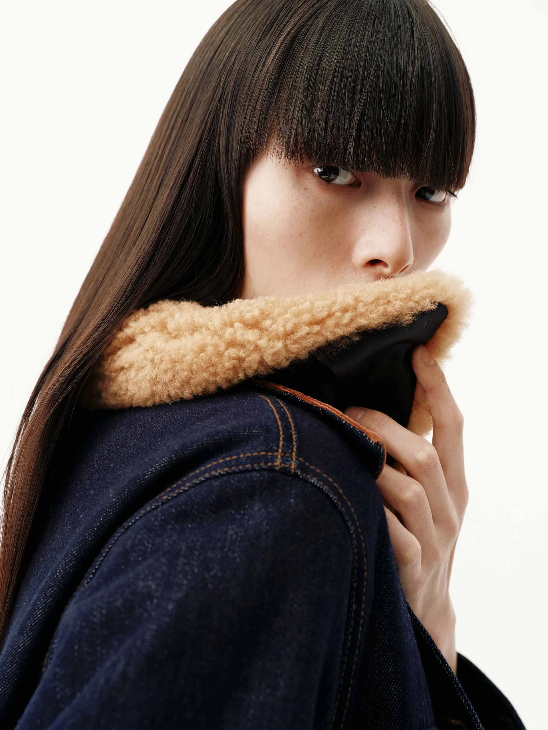 Wool Collar Denim Coat sold by Mo&Co product image thumbnail 5