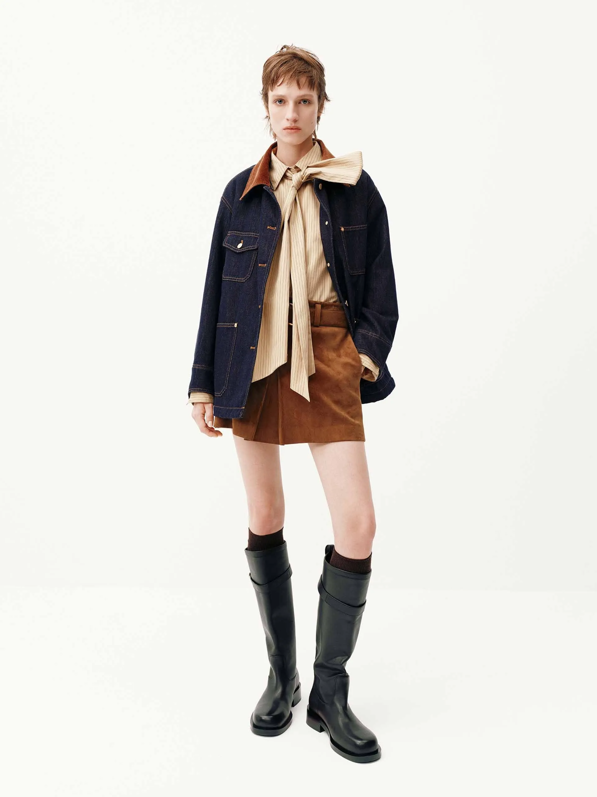 Wool Collar Denim Coat sold by Mo&Co product image thumbnail 2