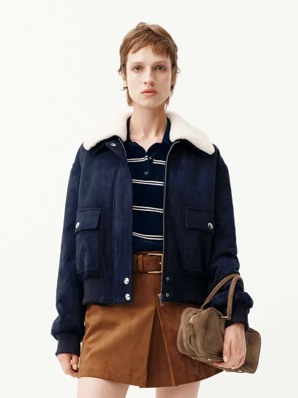 Faux Suede Cropped Coat sold by Mo&Co