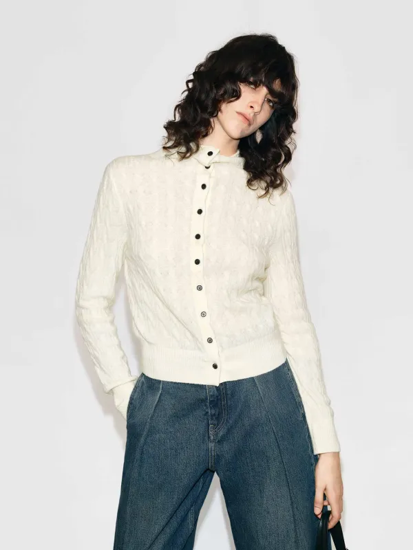 Button Closure Fitted Cardigan sold by Mo&Co