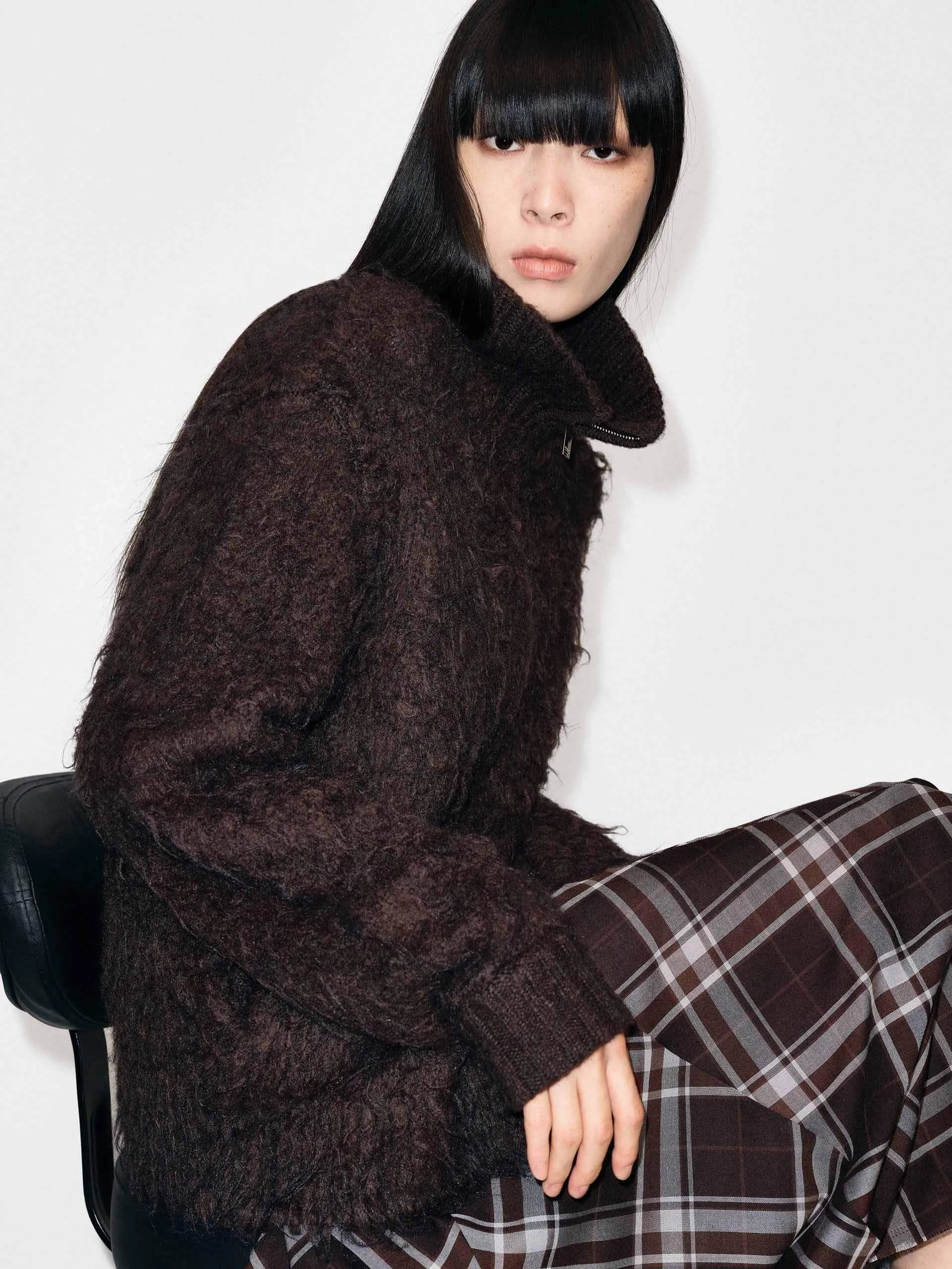 Knitted Furry Zipper Cardigan sold by Mo&Co product image thumbnail 5