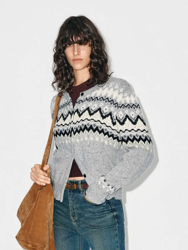 Wool Blend Fair Isle Cardigan sold by Mo&Co