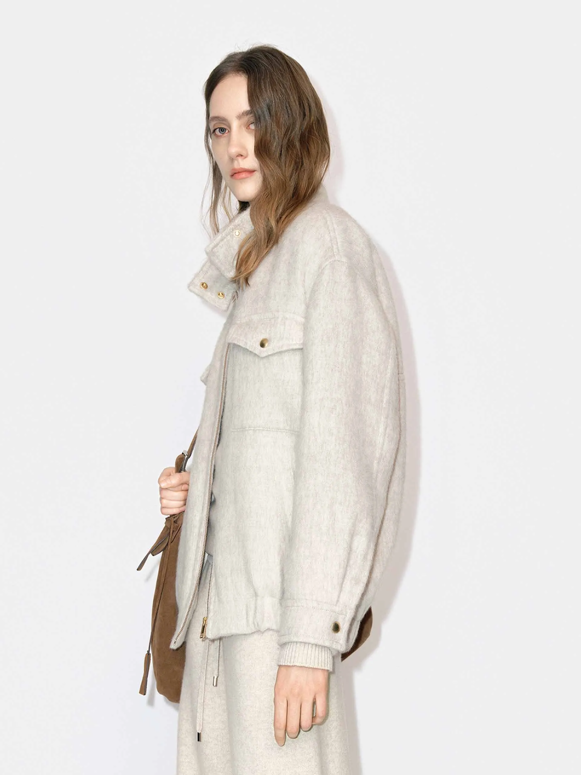 Wool Blend Zipper Coat sold by Mo&Co product image thumbnail 3