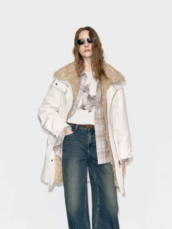 Fur Collar Drawstring Down Jacket sold by Mo&Co