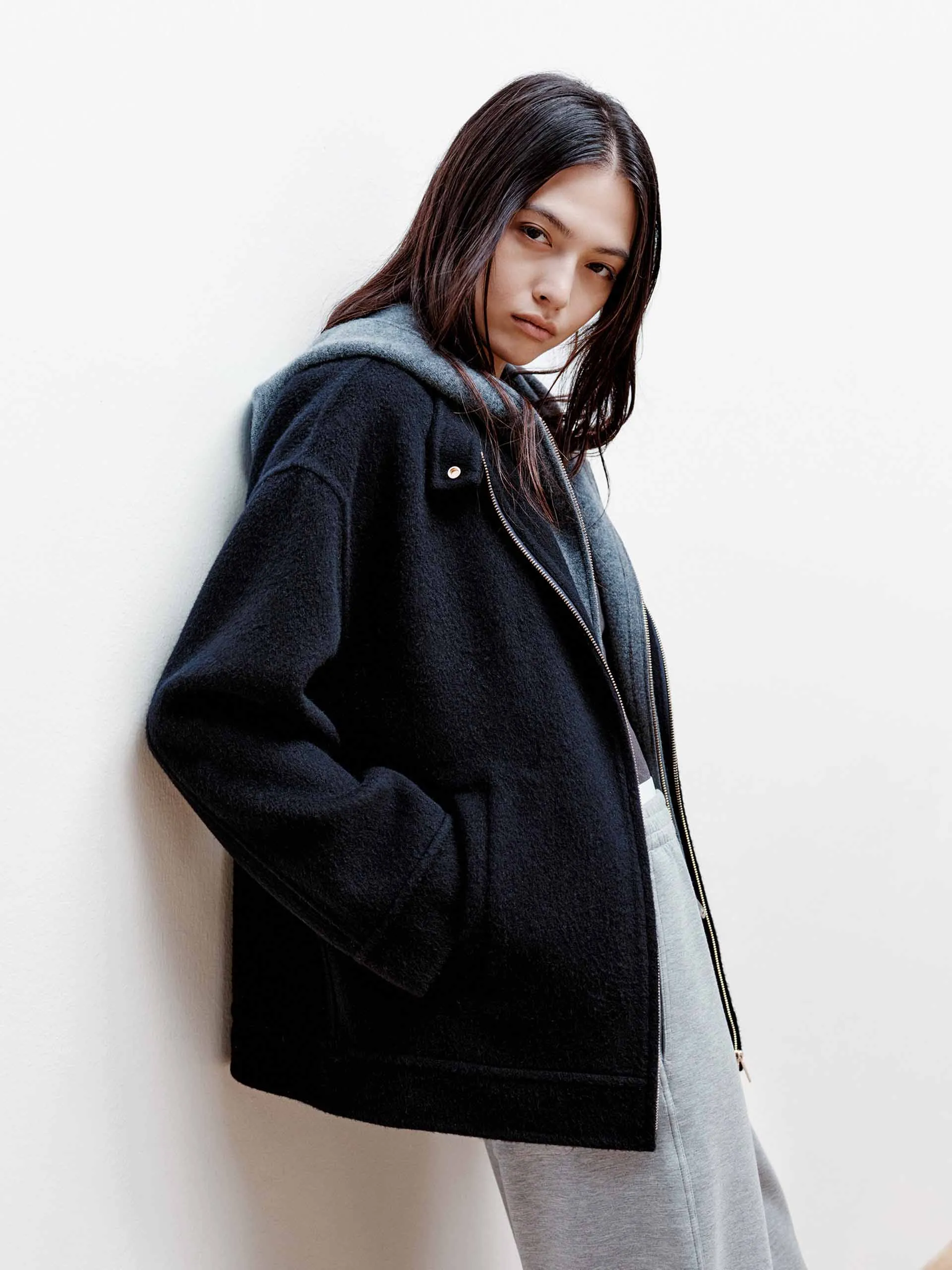 Layered Detail Wool Blend Coat sold by Mo&Co product image thumbnail 3