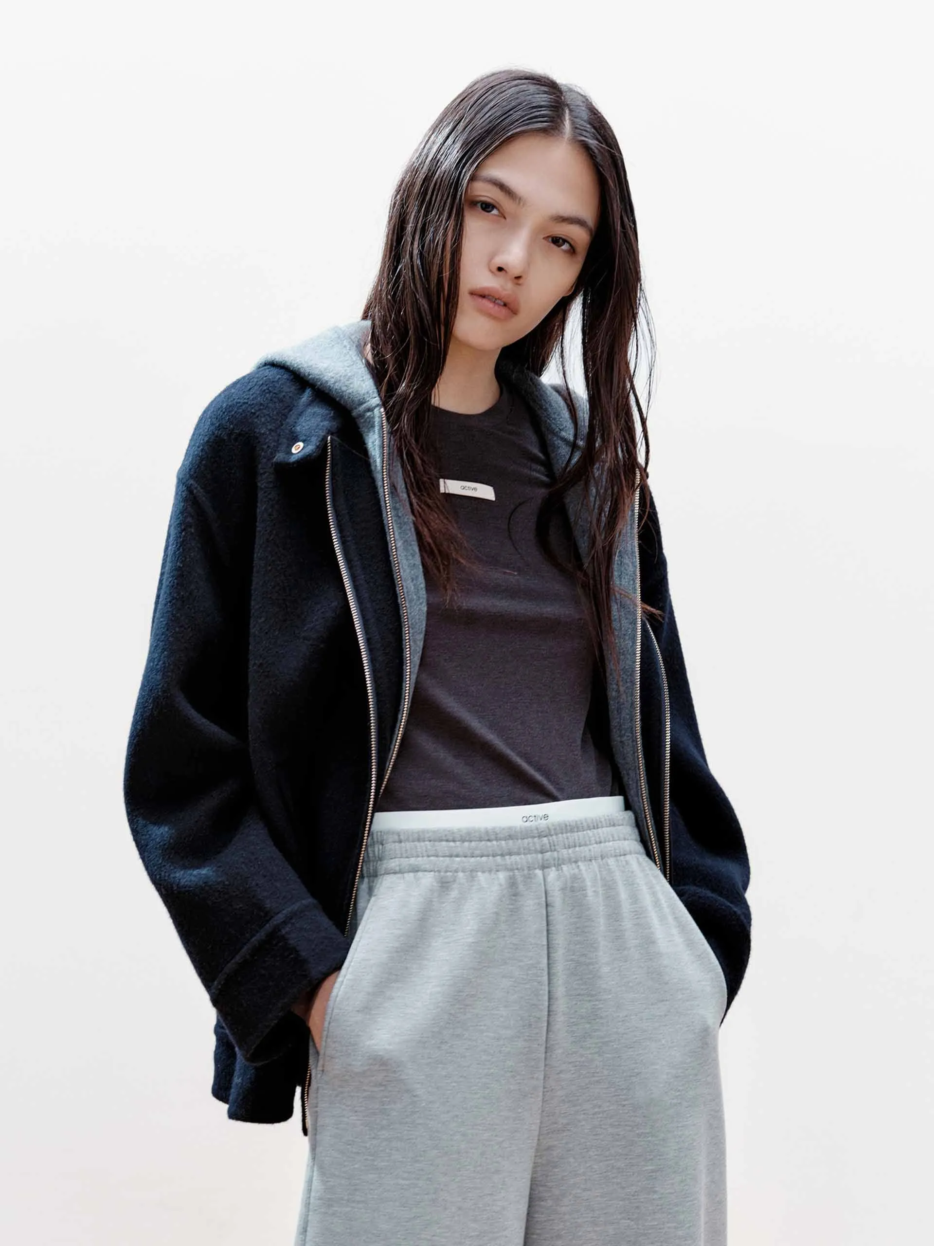 Layered Detail Wool Blend Coat sold by Mo&Co